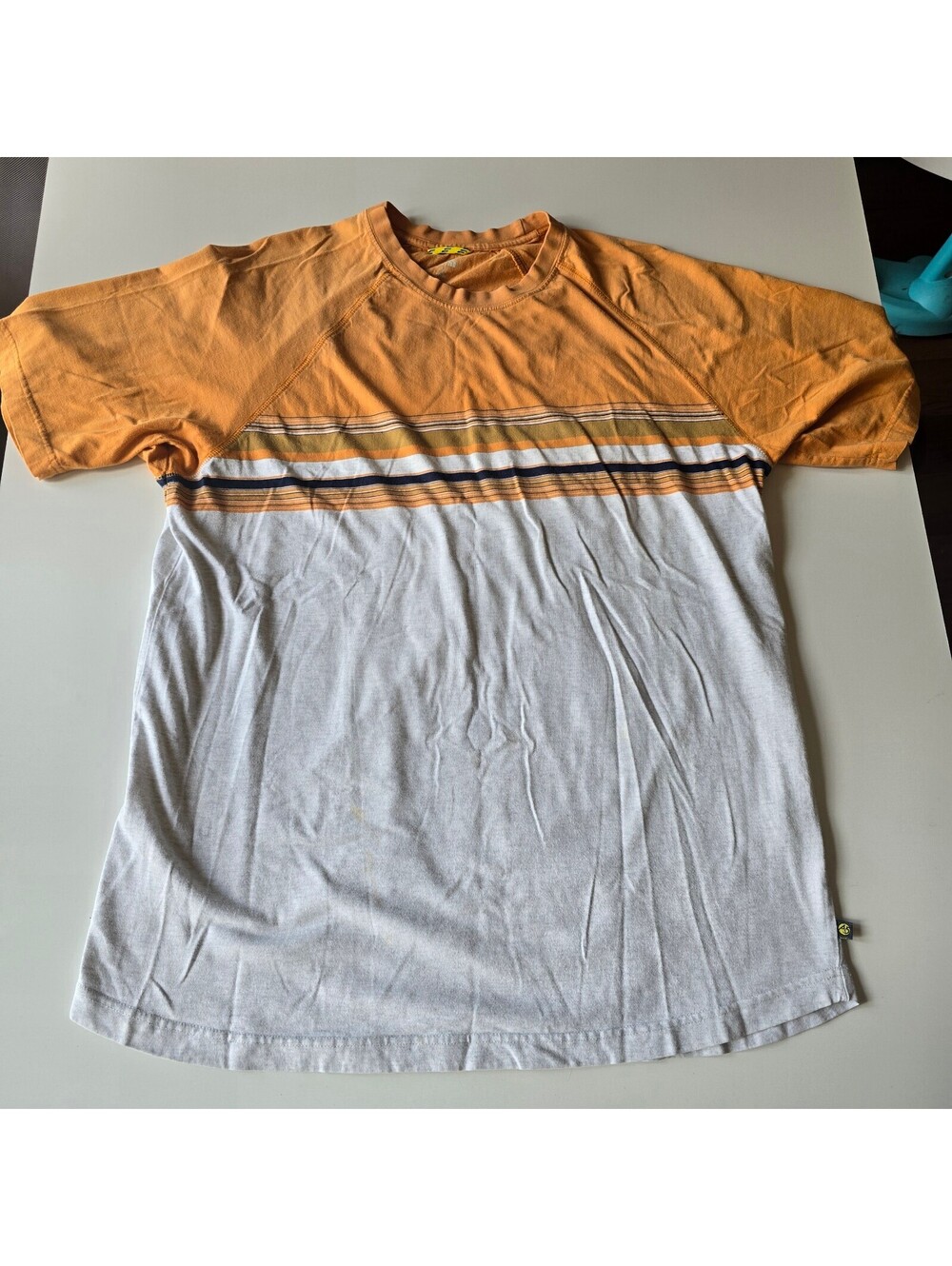 Vintage The North Face A5 Series Mens Large Orange White Striped T-Shirt